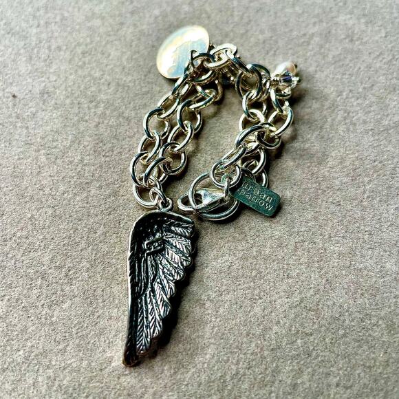 Urban Sparrow Silver Tone Charm Bracelet 925 Feather Charm - Picture 2 of 2